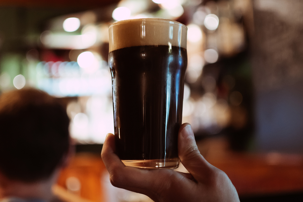 A stout beer poured from a stout faucet